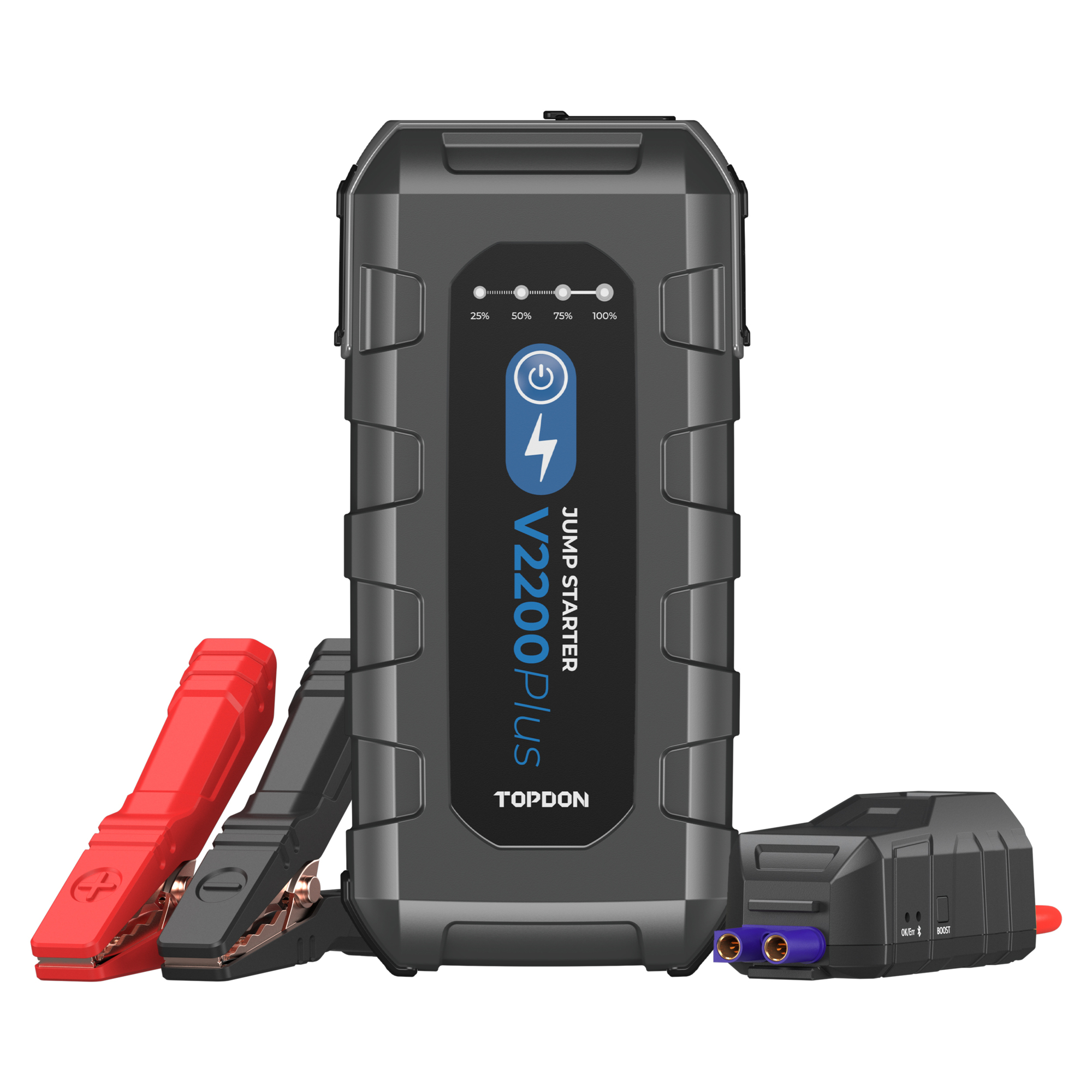 TOPDON 2-in-1 Jump Starter and Battery/System Tester - 300 Lumens, Bluetooth, Model# V2200PLUS